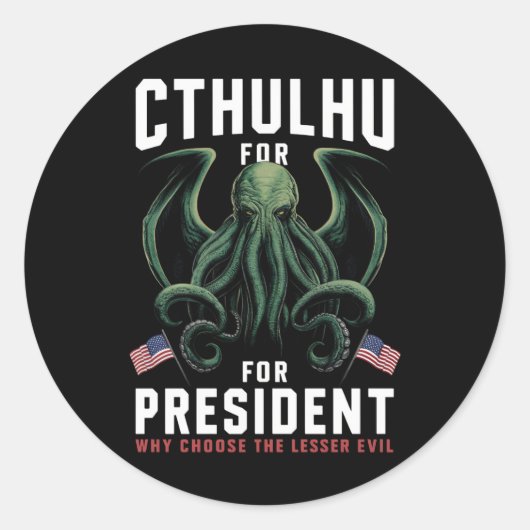Grappig 2024 Verkiezingen Cthulhu voor President Ronde Sticker (Voorkant)