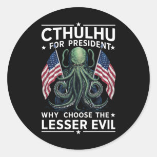 Grappig 2024 Verkiezingen Cthulhu voor President Ronde Sticker