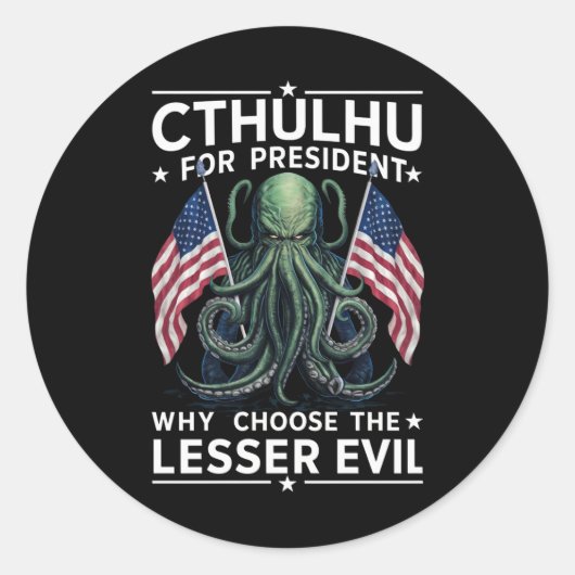 Grappig 2024 Verkiezingen Cthulhu voor President Ronde Sticker (Voorkant)