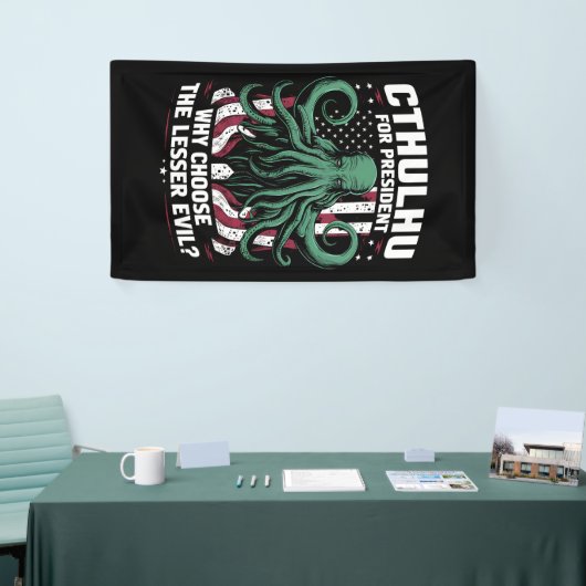 Grappig 2024 Verkiezingen Cthulhu voor President Spandoek (Beurs)