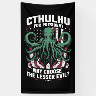Grappig 2024 Verkiezingen Cthulhu voor President Spandoek