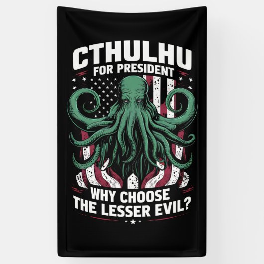 Grappig 2024 Verkiezingen Cthulhu voor President Spandoek (Verticaal)