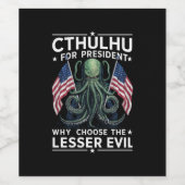 Grappig 2024 Verkiezingen Cthulhu voor President Wijn Etiket (Enkel label)