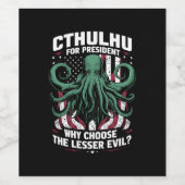 Grappig 2024 Verkiezingen Cthulhu voor President Wijn Etiket (Enkel label)