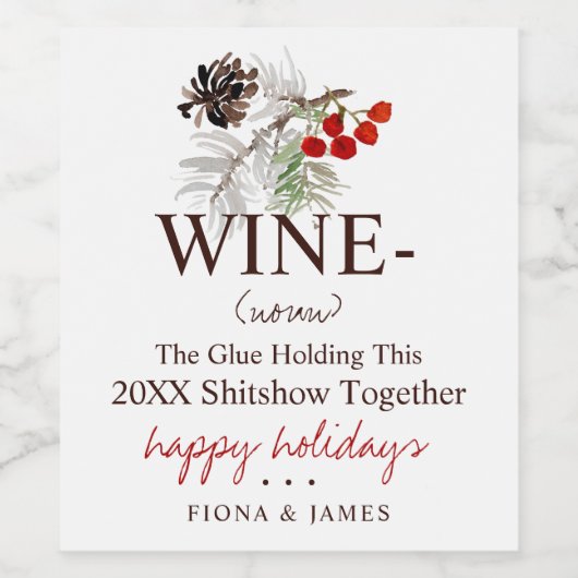 Grappig 2024 wijnlijm houdt ons bij elkaar groen wijn etiket (Enkel label)