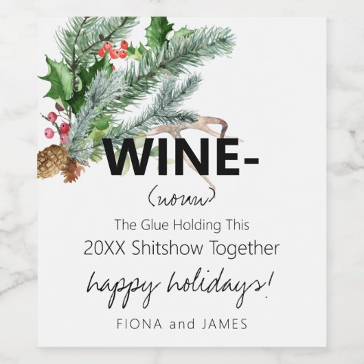 Grappig 2024 wijnlijm houdt ons bij elkaar groen wijn etiket (Enkel label)