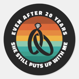 Grappig 20 jaar Jubileum She 20th Jubileum Co Ronde Sticker