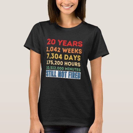 Grappig 20 jaar werknemer - 20 jaar werk t-shirt (Voorkant)