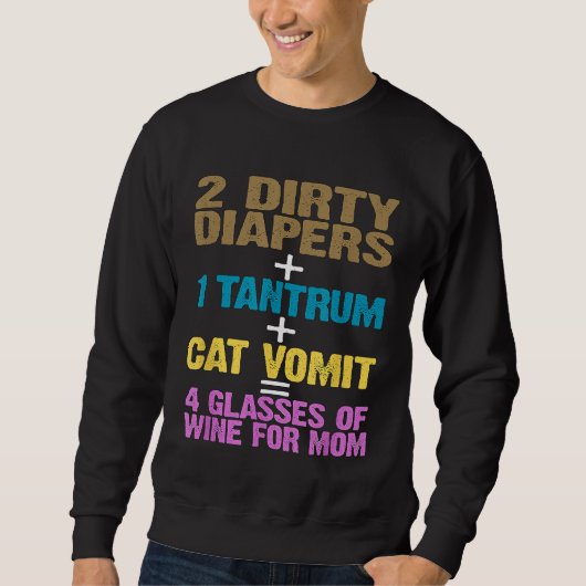 Grappig 2 Luiers 1 Tantrum Kat Vomit 4 Glazen van  Trui (Voorkant)