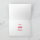 Grappig, 30ste verjaardag, rood op wit. kaart (Binnen)