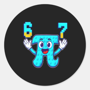 Grappig 3.14 6 7 meme wiskunde nerd genz brainrot  ronde sticker