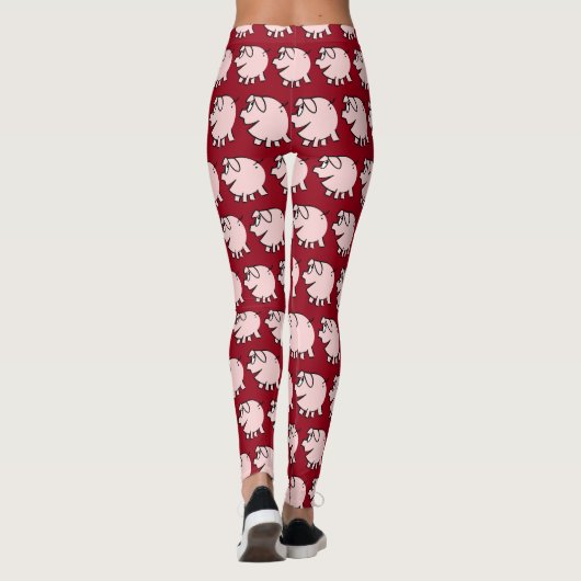 Grappig 3 Cartoon Illustratie Varken Kies Kleur L Leggings (Achterkant)