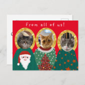 Grappig 3 Katten Custom Foto Lelijke Kerst Trui Briefkaart (Voorkant / Achterkant)