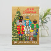 Grappig 3 Nutcrackers en Muizenkoning Vrolijk Kers Feestdagenkaart (Staand voorkant)