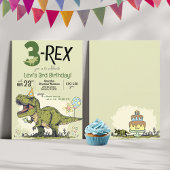 Grappig 3-Rex Dinosaurus Cartoon 3e Verjaardagsfee Kaart