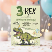 Grappig 3-Rex Dinosaurus Cartoon 3e Verjaardagsfee Kaart
