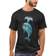 Grappig 3D blauwe walvis T-shirt