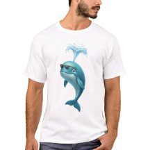 Grappig 3D blauwe walvis T-shirt