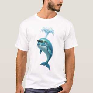 Grappig 3D blauwe walvis T-shirt