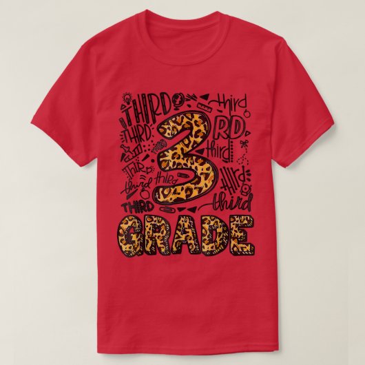 Grappig 3e graad Leopard Print Teacher Kinder Teru T-shirt (Design voorkant)