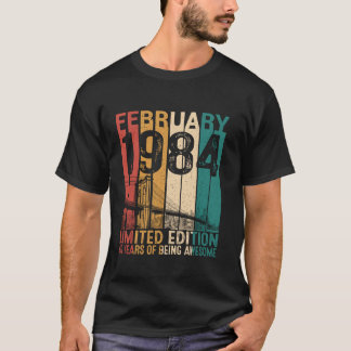 Grappig 40 Jaar Oud Februari 1984 Retro 40e Geboor T-shirt