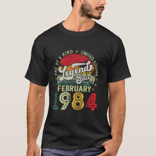 Grappig 40 Jaar Oud Februari 1984 Retro 40e Geboor T-shirt (Voorkant)