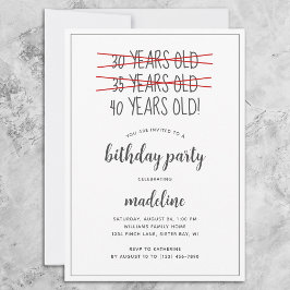 Grappig 40 jaar oud verjaardagsfeestje kaart