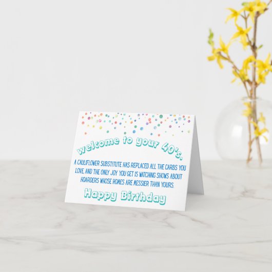 Grappig 40 Verjaardag Kaart - 40ste Verjaardag (Gele Bloem)