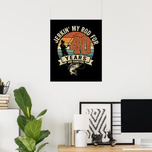 Grappig 40e verjaardag vissen cadeau poster