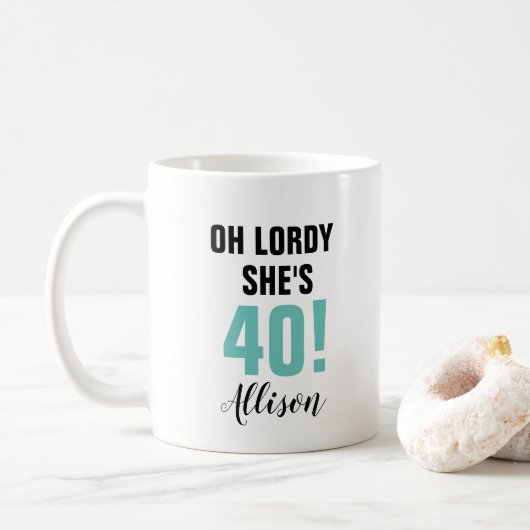 Grappig 40th Birthday Oh Lordy Ze is veertig Koffiemok (Met donut)