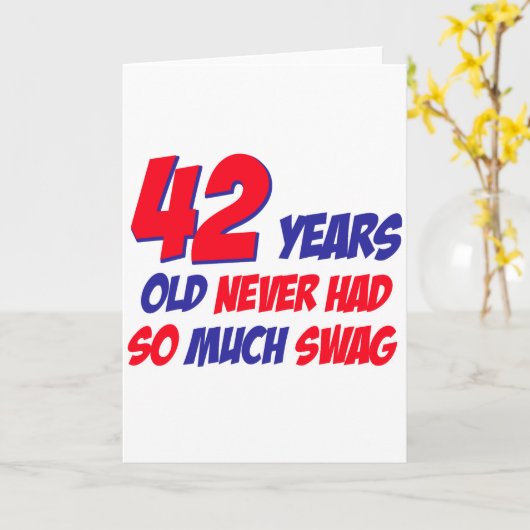 Grappig 42 jaar verjaardag kaart (Gele Bloem)