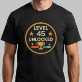 Grappig 45th Birthday Gaming T-shirt Level 45 ontg