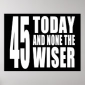 Grappig 45th Birthdays : 45 Today en geen Wiser Poster (Voorkant)