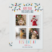 Grappig 4 Foto Kerst Kaart Feestelijke AF Custom (Voorkant / Achterkant)