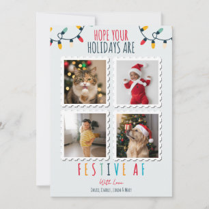 Grappig 4 Foto Kerst Kaart Feestelijke AF Custom