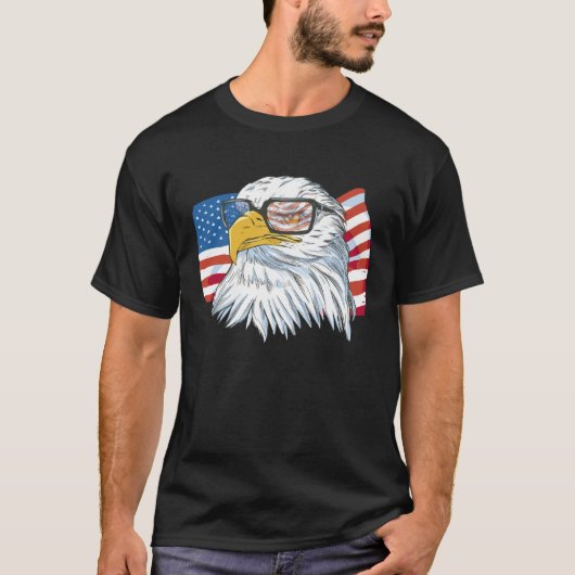 Grappig 4 juli Amerikaans vlagpatriottisch Eagl T-shirt (Voorkant)