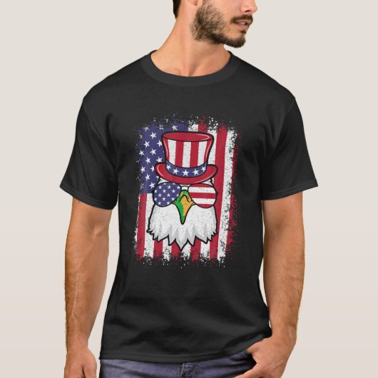 Grappig, 4 juli, Amerikaans vlagpatriottisch Eagle T-shirt (Voorkant)