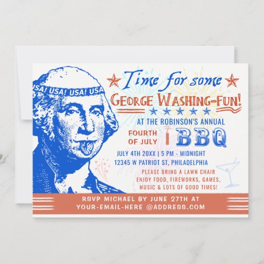 Grappig 4 juli BBQ Barbecue Feest | Washington Kaart (Voorkant)