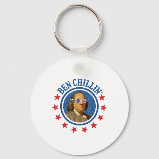 Grappig 4 juli _ Ben Chillin _ Ben Franklin Nederl Sleutelhanger (Voorkant)