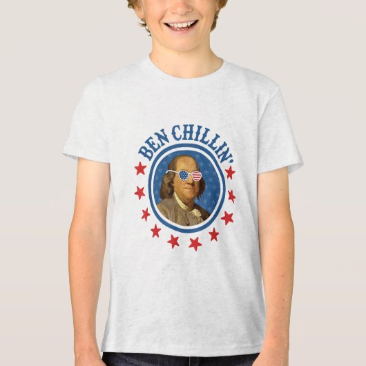 Grappig 4 juli _ Ben Chillin _ Ben Franklin Nederl Tri-Blend Shirt (Voorkant)
