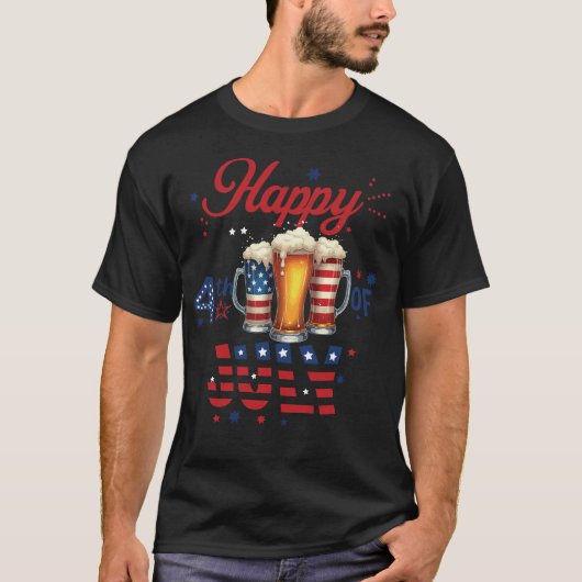 Grappig 4 juli Bier Shirt – Patriottische Partij V (Voorkant)