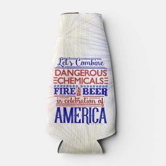 Grappig 4 juli Bier Vuurwerk | Aangepaste naam Flesjeskoeler (Voorkant)