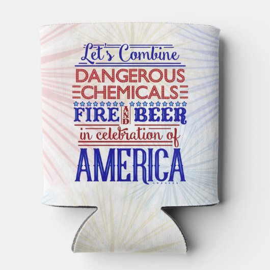 Grappig 4 juli Bier Vuurwerk | Onafhankelijkheid Blikjeskoeler (Achterkant)
