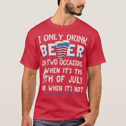 Grappig 4 juli Bierfeest met Amerikaanse vlag T-shirt (Voorkant)