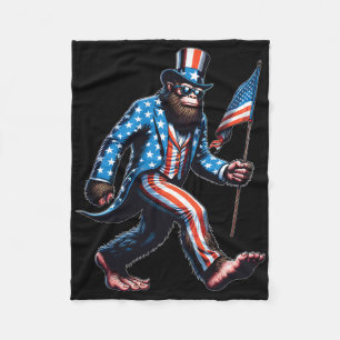 Grappig 4 juli Bigfoot Sasquatch Amerikaanse vlag Fleece Deken