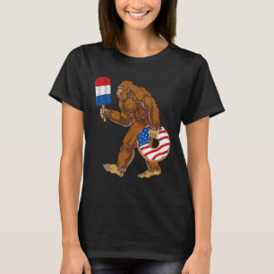 Grappig 4 juli Bigfoot Sasquatch Amerikaanse vlag T-shirt