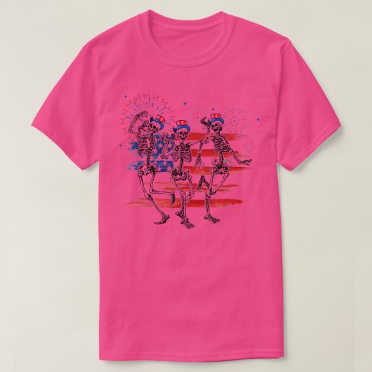 Grappig 4 juli dansend skeleton patriotic Ameri T-shirt (Design voorkant)