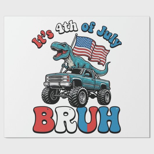 Grappig 4 juli dinosaurus monstertruck shirt_1 cadeaupapier (Vlak)