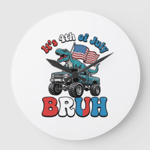 Grappig 4 juli dinosaurus monstertruck shirt_1 grote klok