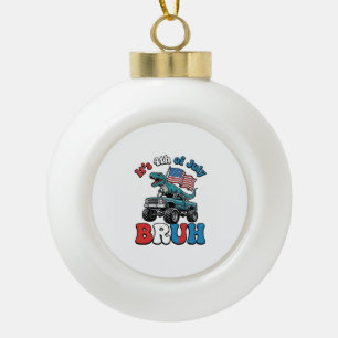 Grappig 4 juli dinosaurus monstertruck shirt_1 keramische bal ornament